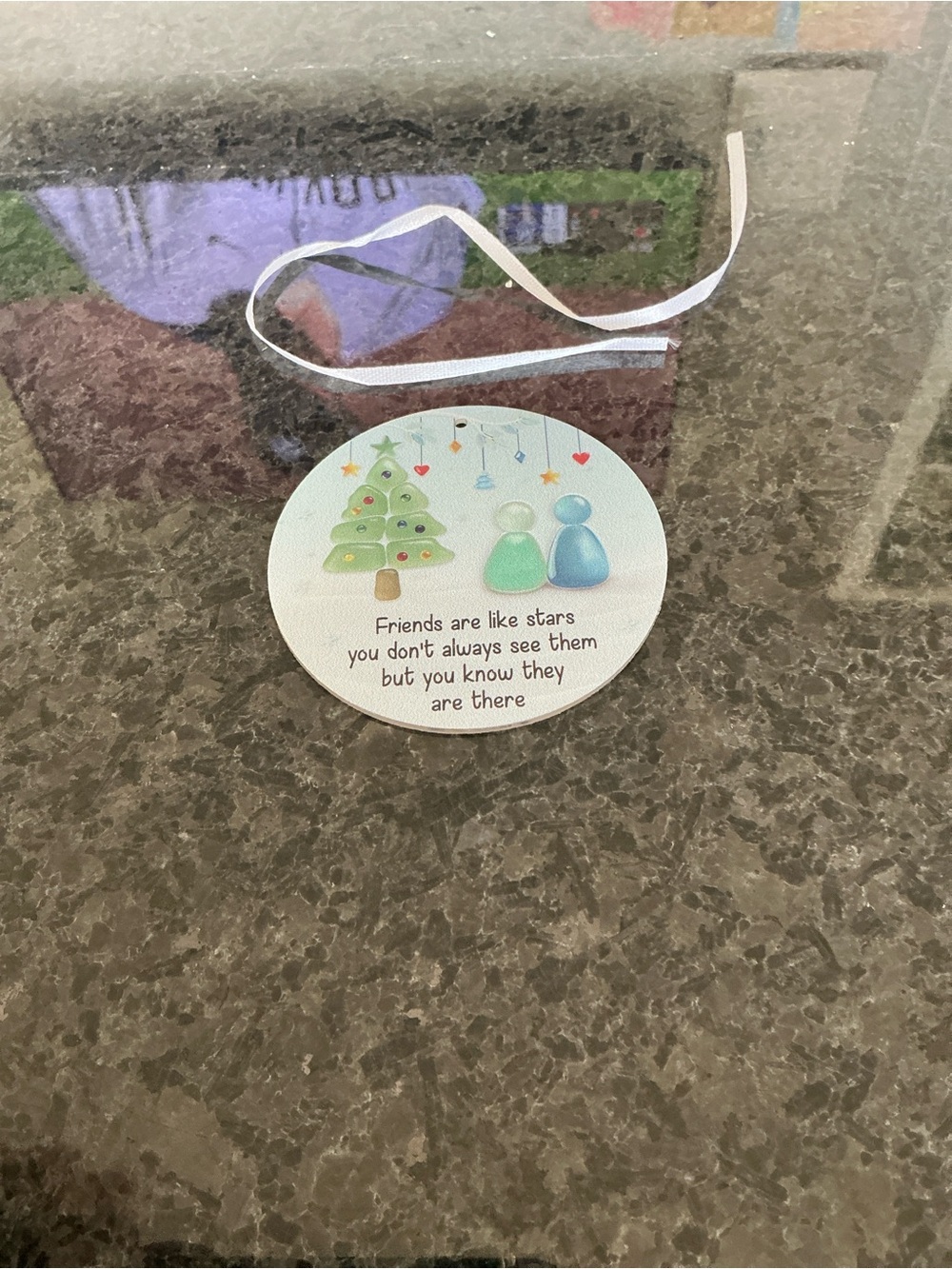 Friendship Christmas Ornament Tag - Blue/Green Holiday Gift Accent